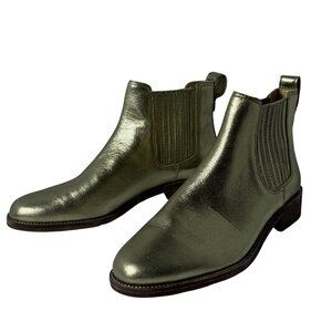 Madewell Metallic Gold Ankle Boots | Chelsea Style | Size 8 | EUC